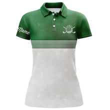 Load image into Gallery viewer, Green and white Womens golf polo shirts custom name ladies golf shirts, personalized golf gifts NQS5699