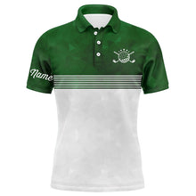 Load image into Gallery viewer, Green and white Mens golf polo shirts custom name golf shirts for men, personalized golf gifts NQS5699
