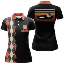 Load image into Gallery viewer, Vintage argyle plaid pattern black custom Womens golf polo shirt, golf tops for ladies NQS6825