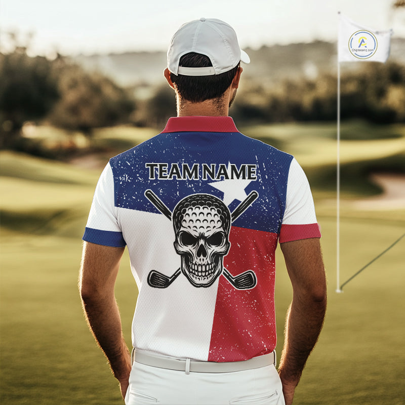 Grunge Texas Flag Golf Polo Shirts For Men Custom patriotic Texas Team Golf outfit for men NQS11240