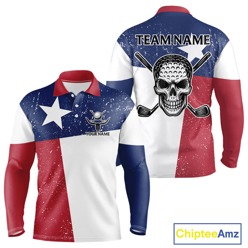 Grunge Texas Flag Golf Polo Shirts For Men Custom patriotic Texas Team Golf outfit for men NQS11240