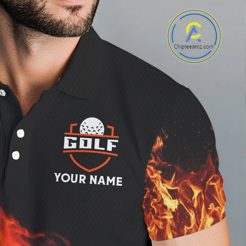 American Flag Flame Golf Polo shirts for Men Custom patriotic team Golf jerseys, mens golf outfit NQS11433