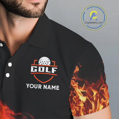 American Flag Flame Golf Polo shirts for Men Custom patriotic team Golf jerseys, mens golf outfit NQS11433