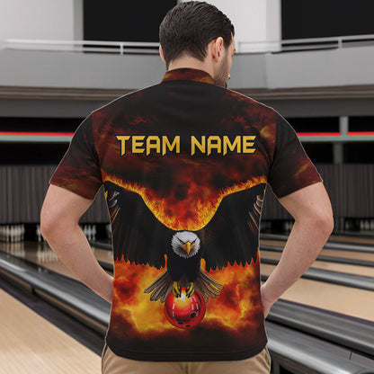Personalized Flame Eagle Custom Bowling Team Shirts For Mens, Fire Eagle Bowling League Jersey NQS9512