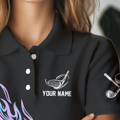 Hologram Flame Golf ball Polo Shirts For Women Custom Golf Team Shirts Golfer Outfit NQS9674