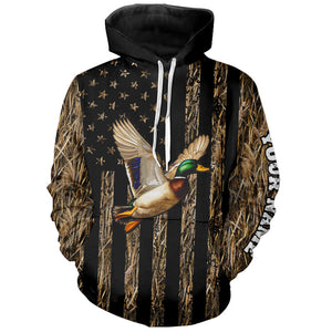 Duck hunting camo American Flag Customize Name Patriotic Duck Hunting 3D All Over Printed Shirts NQS8914