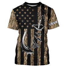 Load image into Gallery viewer, Personalized American Flag Camo Fishing Jerseys, Fish hook camo patriotic Long Sleeve Fishing Shirts NQS8920