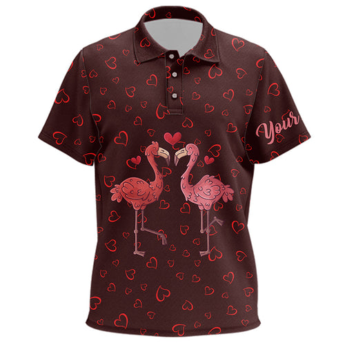 Funny Flamingo red heart pattern Kid golf polo shirts custom Valentine golf tops for Kid NQS9366