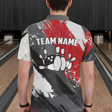 Load image into Gallery viewer, Grunge pattern Bowling Team Polo, 1/4 Zip Shirt For Men Custom Bowling jersey Uniform Bowler Outfits NQS9370