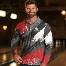 Load image into Gallery viewer, Grunge pattern Bowling Team Polo, 1/4 Zip Shirt For Men Custom Bowling jersey Uniform Bowler Outfits NQS9370