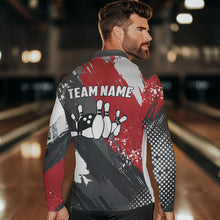 Load image into Gallery viewer, Grunge pattern Bowling Team Polo, 1/4 Zip Shirt For Men Custom Bowling jersey Uniform Bowler Outfits NQS9370