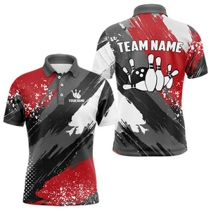 Grunge pattern Bowling Team Polo, 1/4 Zip Shirt For Men Custom Bowling jersey Uniform Bowler Outfits NQS9370