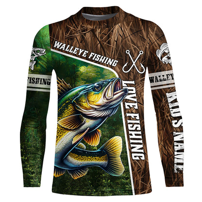 Personalized Walleye Fishing Shirts, Love Fishing Camo 3D All Over Printed Shirts NQS5716