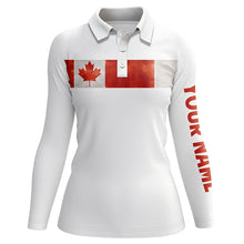 Load image into Gallery viewer, Canada flag white Womens golf polo shirts custom patriotic golf tops for womens, golf gifts NQS5935