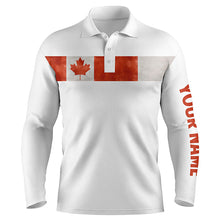 Load image into Gallery viewer, Canada flag white Mens golf polo shirts custom patriotic golf tops for mens, personalized golf gifts NQS5935