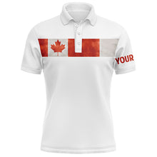 Load image into Gallery viewer, Canada flag white Mens golf polo shirts custom patriotic golf tops for mens, personalized golf gifts NQS5935