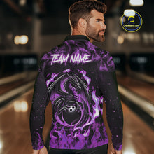 Load image into Gallery viewer, Black and Purple Flame Dragon bowling shirts for Men Custom Bowling Team Jersey, gift for Bowler NQS10247