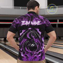 Load image into Gallery viewer, Black and Purple Flame Dragon bowling shirts for Men Custom Bowling Team Jersey, gift for Bowler NQS10247