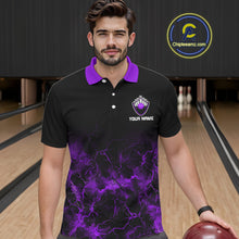 Load image into Gallery viewer, Personalized Men&#39;s bowling shirts Purple lightning Bowling Ball Pins bowling jerseys for Bowler NQS10634