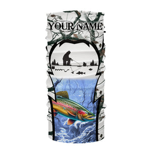 Rainbow trout Ice fishing winter camo Custom Long Sleeve fishing shirts for men, women NQS2490