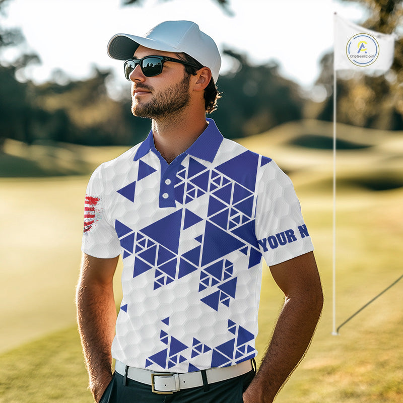Funny Mens golf polo shirts Blue and white custom I was one under today, under a tree, bush, water NQS11636