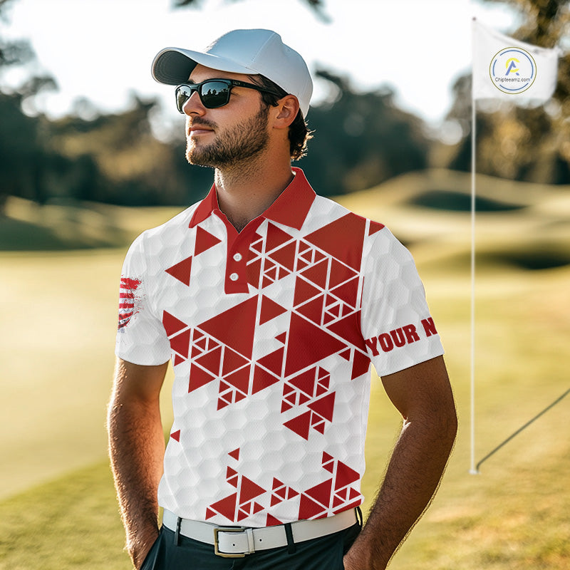 Funny Mens golf polo shirts Red and white custom I was one under today, under a tree, bush, water NQS11637