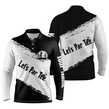 Load image into Gallery viewer, Black and white Mens golf polo shirts custom name let&#39;s par tee best mens golf wear NQS5454