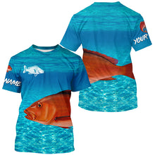 Load image into Gallery viewer, Red Snapper fishing blue water camo Custom sun protection long sleeve fishing shirt for men, women NQS5729