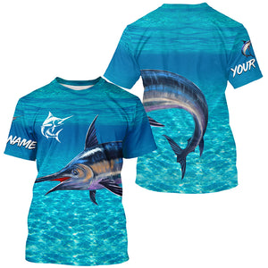 Swordfish fishing blue water camo Custom sun protection long sleeve fishing shirt for men, women NQS5731