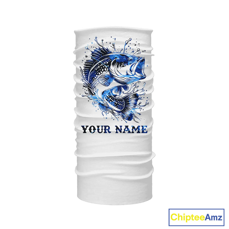 Largemouth Bass fishing blue camo UV protection Customize name long sleeves personalized fishing gifts NQS839
