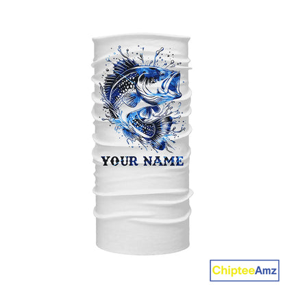 Largemouth Bass fishing blue camo UV protection Customize name long sleeves personalized fishing gifts NQS839