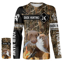 Load image into Gallery viewer, Duck Hunting with Chesapeake Bay Retriever waterfowl camo Shirts, Personalized Duck Hunting Gifts FSD3721