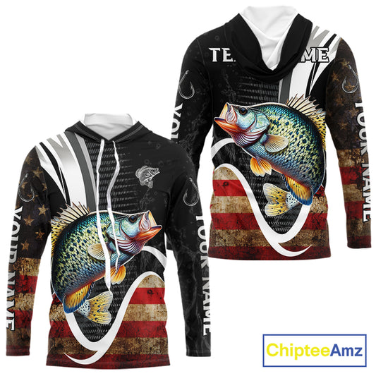 Personalized professional Crappie fishing shirts American Flag patriotic Crappie fishing jerseys NQS11460