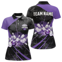 Load image into Gallery viewer, Black Camo Purple Lightning Thunder Bowling Shirts For Women Custom Bowling Team League Jerseys NQS9689