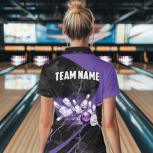 Load image into Gallery viewer, Black Camo Purple Lightning Thunder Bowling Shirts For Women Custom Bowling Team League Jerseys NQS9689