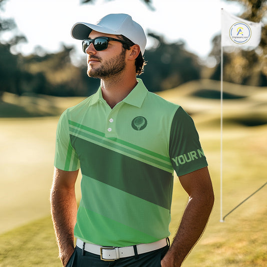 Green Mens golf polo shirts custom name mens golf tops, unique gift for the golfers NQS9970