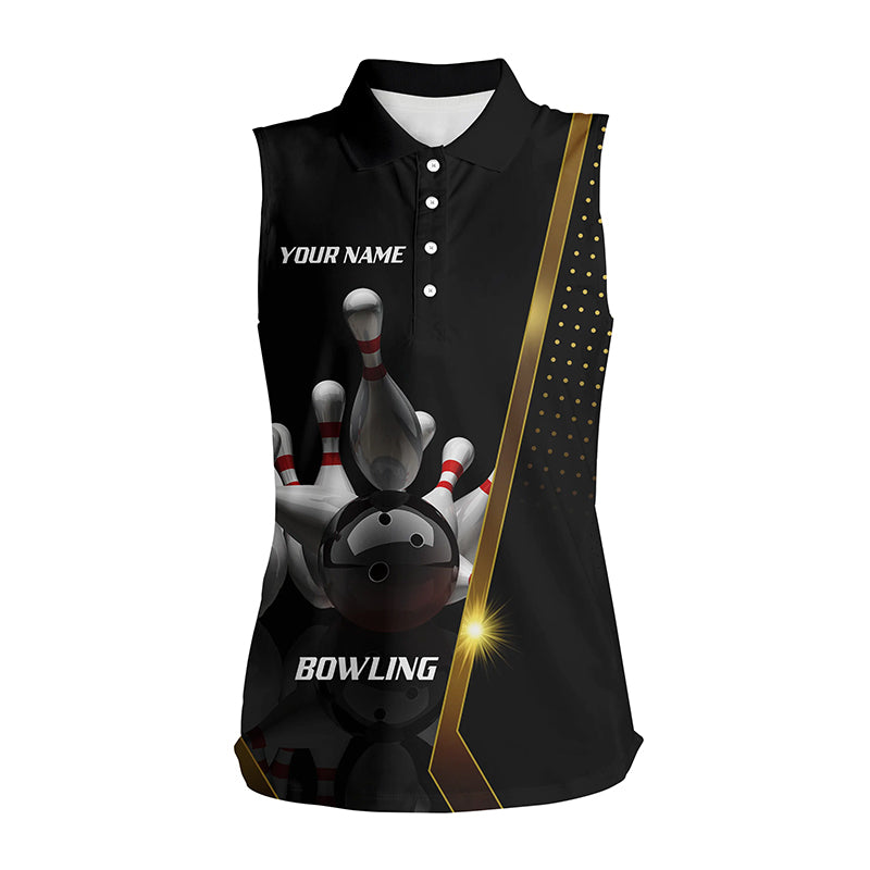 Custom sleeveless bowling shirt for women – personalized team jersey front view