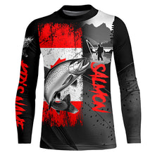 Load image into Gallery viewer, Canadian Flag Salmon Fishing Custom long sleeve performance Fishing Shirts, Salmon fishing jerseys NQS8055