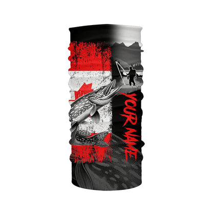 Canadian Flag Northern Pike Fishing Custom long sleeve performance Fishing Shirt, Pike fishing jerseys NQS8056