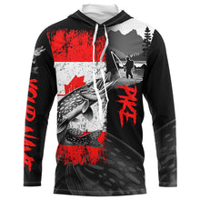 Load image into Gallery viewer, Canadian Flag Northern Pike Fishing Custom long sleeve performance Fishing Shirt, Pike fishing jerseys NQS8056