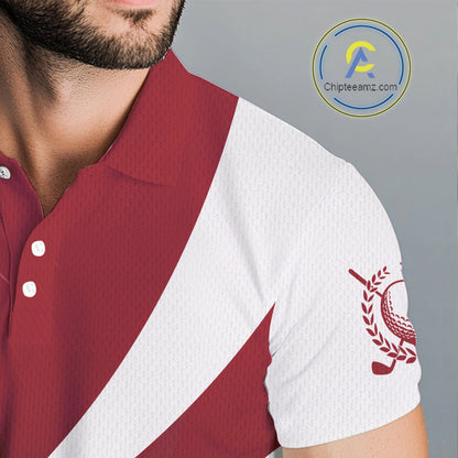 Mens golf polo shirts custom name red and white golf shirt, tournament golf tops for mens NQS10259