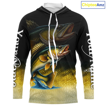 Walleye fishing scales Custom name sun protection personalized fishing gifts, Walleye fishing jerseys NQS10651