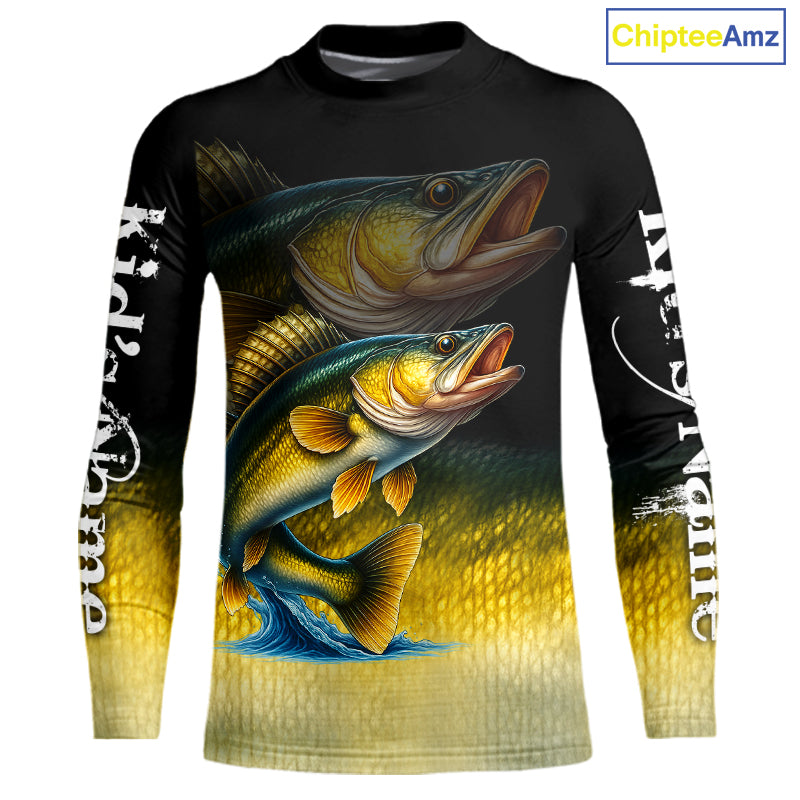 Walleye fishing scales Custom name sun protection personalized fishing gifts, Walleye fishing jerseys NQS10651