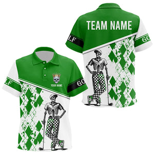 Green argyle pattern Skull Golfer Kid Golf Polo Shirts custom team golf tops for Kid NQS9183