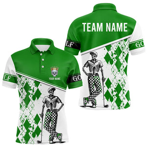 Green argyle pattern Skull Golfer Mens Golf Polo Shirts custom team golf tops for men NQS9183