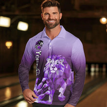 Load image into Gallery viewer, Purple Lightning Lion Bowling Polo, Quarter Zip Shirts for Men Custom Lion Bowling Team jerseys NQS9693