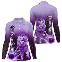 Load image into Gallery viewer, Purple Lightning Lion Bowling Polo, Quarter Zip Shirts for Women Custom Lion Bowling Team jerseys NQS9693