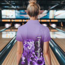 Load image into Gallery viewer, Purple Lightning Lion Bowling Polo, Quarter Zip Shirts for Women Custom Lion Bowling Team jerseys NQS9693