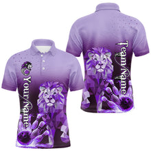 Load image into Gallery viewer, Purple Lightning Lion Bowling Polo, Quarter Zip Shirts for Men Custom Lion Bowling Team jerseys NQS9693