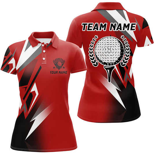 Black and Red Golf ball Womens golf polos shirt custom golf shirt for ladies, cool golf gifts NQS7482